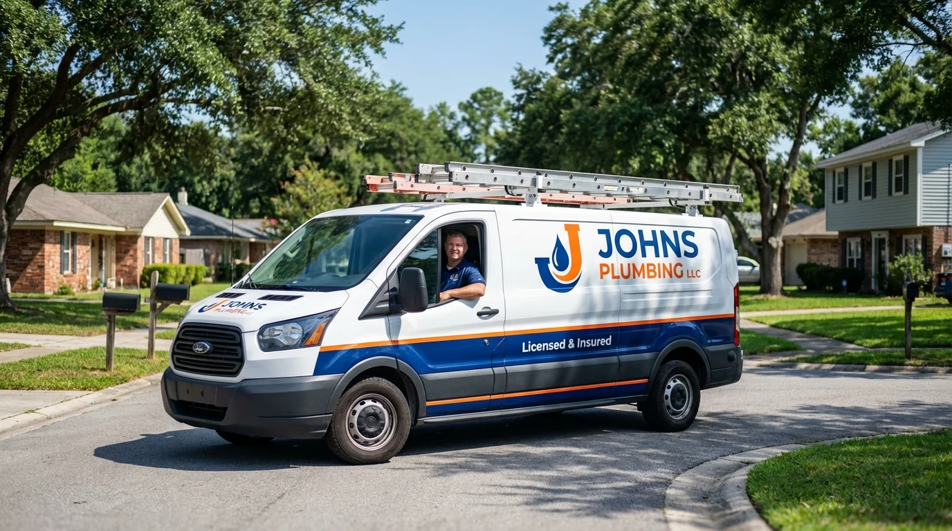 Johns Plumbing LLC service van in New Carlisle, OH